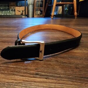 Martin Dingman Black Leather Men's Belt with Silver Buckle